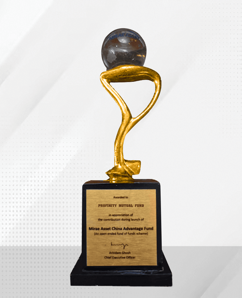 Mirae Asset trophy awarded to Profinity Mutual Fund in appreciation of its contribution to the launch of Mirae Asset China Advantage Fund